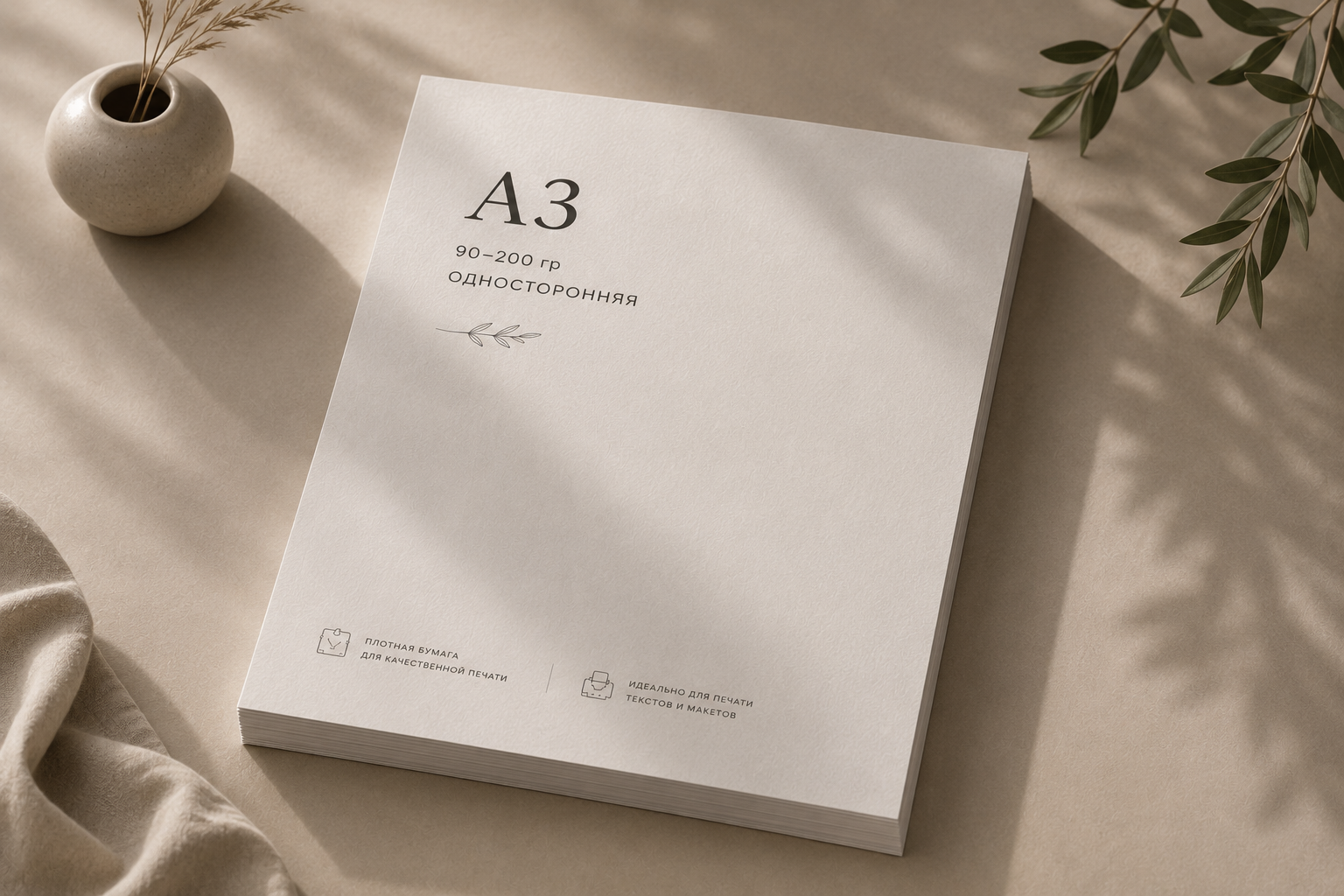 Черно-белая печать A3, 1 сторона, 90–200 г/м²