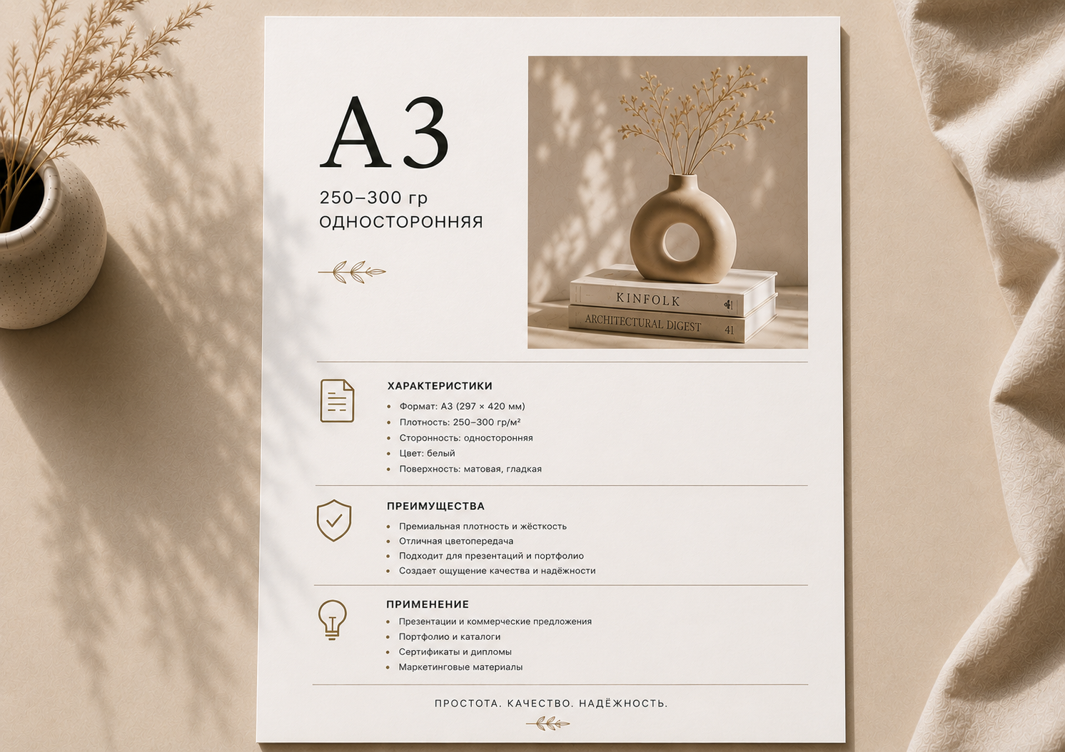Цветная печать A3, 1 сторона, 250–300 г/м²