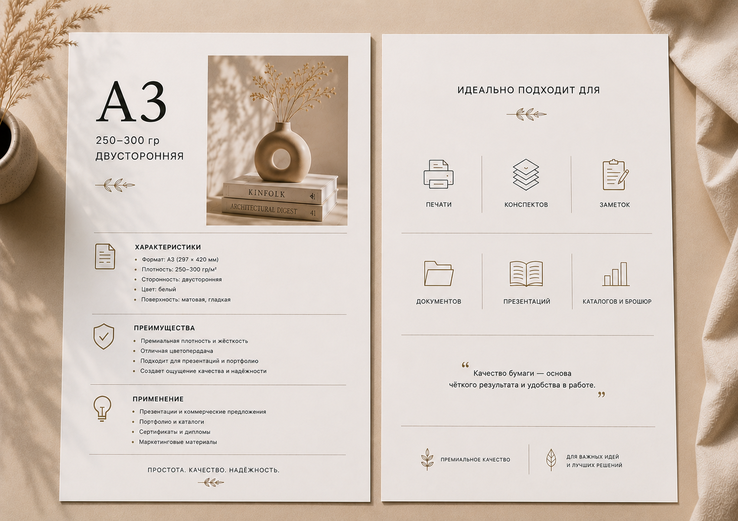 Цветная печать A3, 2 стороны, 250–300 г/м²