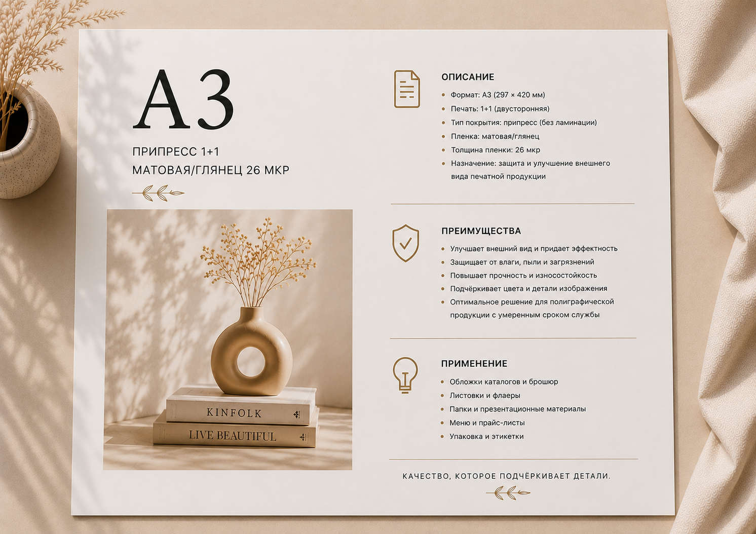 Припресс A3, 1+1, 26 мкр, матовый / глянцевый